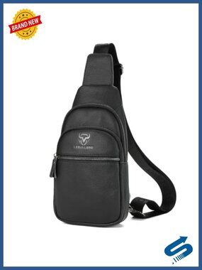Leather Sling Bag Crossbody Chest Bag Adjustable Strap Men Shoulder Bag